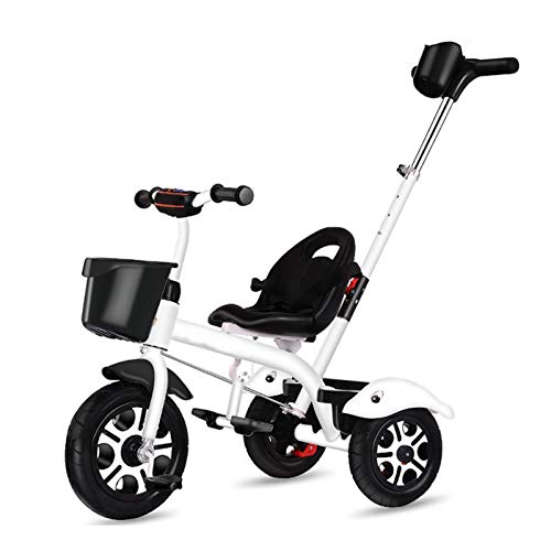 Tricycle,4 in 1 Childrens |Folding Tricycle |for 6 Months to 5 Years Foldable| 3 Wheel Push Trikes|Black|Pink|Green|White|76X48X96CM (Color : White)
