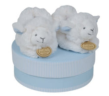 Load image into Gallery viewer, DOUDOU ET COMPAGNIE - White &amp; Blue Lamb Booties With Rattles
