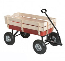Load image into Gallery viewer, Voyager Tools All Purpose Beach Wagon 330lb Capacity Moving Wagon Red and Light Wood
