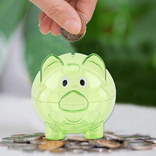 Load image into Gallery viewer, Piggy Bank, Transparent Plastic Cute Creative Color Cartoon Pig Pig Bank Coin Money Cash Saving Box Lovely Furniture Ornaments Suitable for Gifts, Pig Banks, Toy Gifts(Green)
