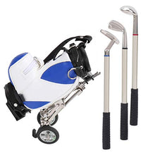 Load image into Gallery viewer, Keenso Golf Bag Pen Set, Desktop Golf Pen Set 3 Ballpoint Pens and Mini Bag Zinc Alloy Golf Pen Holding Bag(Blue &amp; White) Golf
