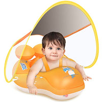 LAYCOL Baby Swimming Pool Float with Removable UPF 50+ UV Sun Protection Canopy,Toddler Inflatable Pool Float for Age of 3-36 Months,Swimming Trainer (Orange, L)
