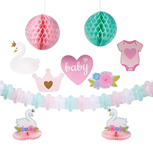 Sweet Swan Baby Shower Decor Kit - Party Decor - 10 Pieces