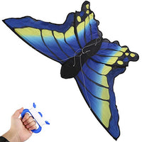 Dilwe Animal Kites,Checked Fabric Portable Butterfly Blue Kites Entertainment Activity Accessory for Both Children and Adults