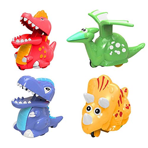 JoFAN 4 Pack Dinosaur Toys Press and Go Dinosaur Cars Wind Up Toys for Kids Boys Girls Toddlers Christmas Stocking Stuffers Party Favors Gifts