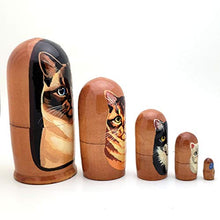 Load image into Gallery viewer, Cat Nesting Dolls Russian Hand Made 5 Piece Matryoshka Set
