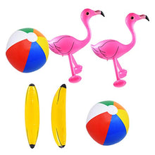 Load image into Gallery viewer, NUOBESTY 6pcs Plastic Inflatable Toys Blow Up Beach Ball Banana Flamingo Toys for Wedding Summer Tropical Hawaii Luau Pool Party Favors
