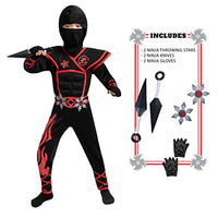 Spooktacular Creations Halloween Red Ninja Muscle Costume Deluxe Set for Boys, Unisex Kungfu Outfit for Kids 3-14yr with Foam Accessories ( 10 - 12 yrs )