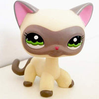 MKDLB LPS Pet Shop Toys,Cat Mini Short Hair Standing Grey Black Animal Figure Toys for Children