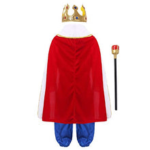 Load image into Gallery viewer, winying Boys Prince/King Costume Top with Pants Belt Cape Crown Truncheon Shoe/Socks Set Fancy Dress Up White 12-14
