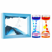 Load image into Gallery viewer, ANXUS Liquid Motion Bubbler Timer and Moving Sand Art Picture 3 Pack, Colorful Hourglass Liquid Bubbler Set,Art Activity Calm Relaxing Desk Decor,Sensory Calming Fidget Toy.
