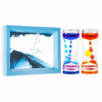 ANXUS Liquid Motion Bubbler Timer and Moving Sand Art Picture 3 Pack, Colorful Hourglass Liquid Bubbler Set,Art Activity Calm Relaxing Desk Decor,Sensory Calming Fidget Toy.