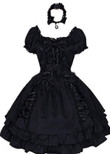 Load image into Gallery viewer, Women Girls Classic Vintage Gothic Summer Lolita Dress Bowknot Anime Party Cosplay Costume
