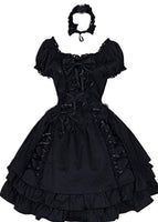 Women Girls Classic Vintage Gothic Summer Lolita Dress Bowknot Anime Party Cosplay Costume