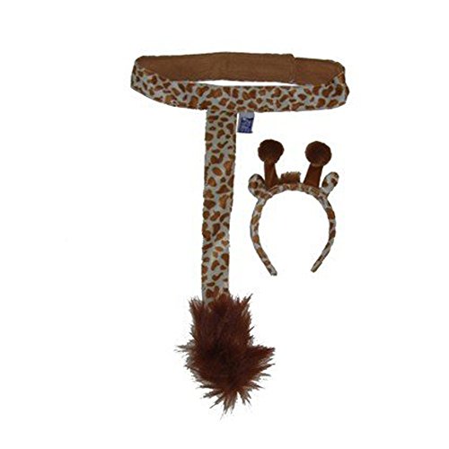 Kids Plush Giraffe Headband Ears & Tail Jungle Safari Dressup Costume Set