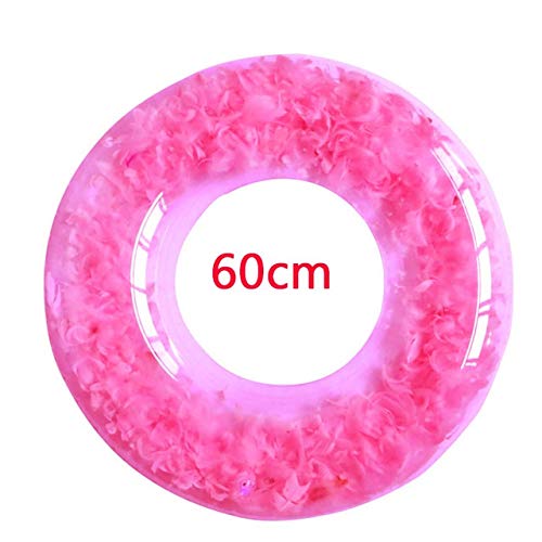 Jiaye Cartoon Anime Keychain Summer Beach Swim Circle Float Water Pool Party Inflatable Swimming Ring Float Round Feather Sequins Rings (Color : Pink 60cm)