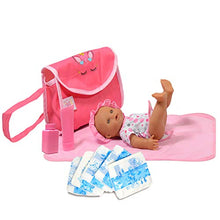 Load image into Gallery viewer, The New York Doll Collection Unicorn Doll Diaper Travel Bag with Doll Care Accessories, Including Pampers, Baby Lotion, Powder, and Changing Mat
