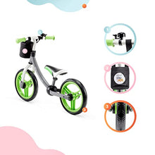 Load image into Gallery viewer, Kinderkraft Balance Bike 2WAY Next, Lightweight First Bicycle, No Pedals, 12 inches Wheels, with Ajustable Seat, Accessories, Bag, Bell, for Toddlers, for 2 3 4 5 Years Old Kids Toddlers, Green
