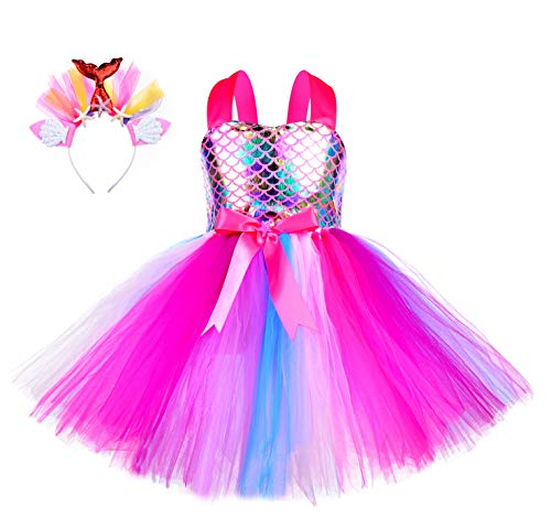 AmzDreams Mermaid Costumet Tutu Fancy Dress Pageant Birthday Theme Party Halloween Toddle Girl Outfit