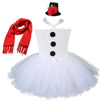 Load image into Gallery viewer, Tutu Dreams Christmas Dress Girls Kids Snowman Dress Up Costume White Fairy Princess Dresses Size 8 (Snowman with Headwear, 7-8 Years)
