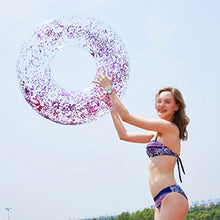 Load image into Gallery viewer, Yardwe Inflatable Swim Ring Bling Confetti Pool Float Round Tube Swimming Practice Training Ring Toy Summer Party Favors for Women Men Purple Diameter 85cm
