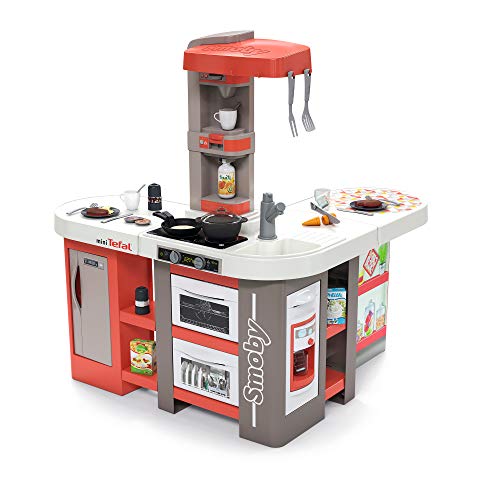 Smoby - Tefal Studio Bubble XXL Kitchen  Kitchen in Extravagant Angle Shape, with Sound, for Children Aged 3 Years and Over, with Lots of Accessories, red