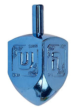 Load image into Gallery viewer, Izzy &#39;n&#39; Dizzy Hanukkah Dreidels - Metallic Blue and Silver Dreidel - 4 Pack Medium
