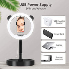 Load image into Gallery viewer, 10.8-inch LED Portrait Halo Ring Light - Collapsible Stand &amp; Phone Mount w/Inline Brightness Control (USB Powered) &amp; Warmth Adjustment

