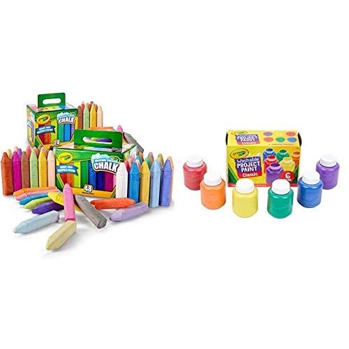 Crayola Washable Sidewalk Chalk Set, Outdoor Toy, Gift for Kids, 72 Count [Amazon Exclusive] & Washable Kids Paint, 6 Count, Painting Supplies, Gift, Assorted