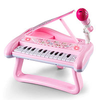Girls First Birthday Gift Pink Piano Toy for 2 3 Year Old Toddler, Kids Musical Keyboard Instrument with Microphone, Baby Education Present