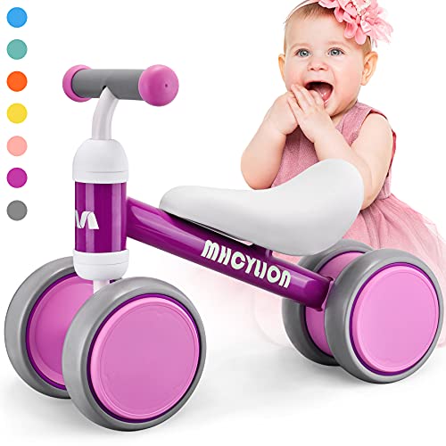 Baby Balance Bikes Toys for Boys Girls Cute Toddler First Bicycle Infant Walker Children No Pedal 4 Wheels (Purple)