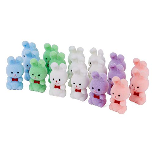 Factory Direct Craft Package of 36 Miniature Assorted Color Flocked Bunnies for Crafting, Displaying and Holiday Decorating