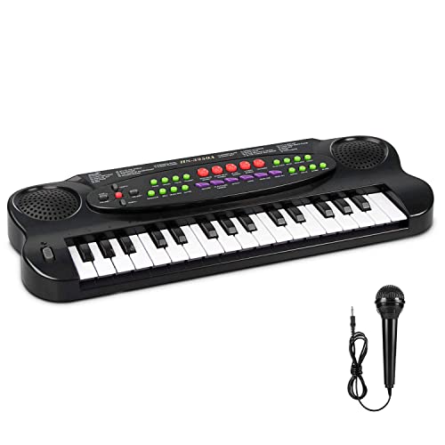 aPerfectLife Keyboard Piano for Kids, 32 Keys Multifunction Portable Piano Electronic Keyboard Music Instrument for Kids Early Learning Educational Toy (Black)