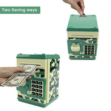 Load image into Gallery viewer, Brekya Mini ATM Piggy Bank Security Machine Best Gift for Kids,Electronic Code Piggy Bank Money Counter Safe Box Coin Bank for Boys Girls Password Lock (Camouflage Green)
