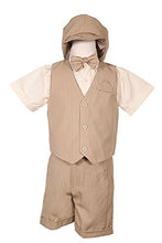Load image into Gallery viewer, Rafael Boys Summer Vest and Shorts Set in Brown Khaki Latte Overall Pants Knickers Vintage Outfit
