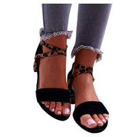HIRIRI Ladies Open Toe Pumps Shoe for Womens Low Mid Square Heel Ankle Strap Sandal Office Dress Shoes Black