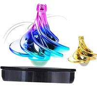 KIDDO KOO Tornado Spinning Tops - New Spinning top for Kids and Adults. A Great Decompression Toy forhome or The Office. Spins with Wind! Our Gyro Tops can Forever Spin (Aurora & Gold 2PK)