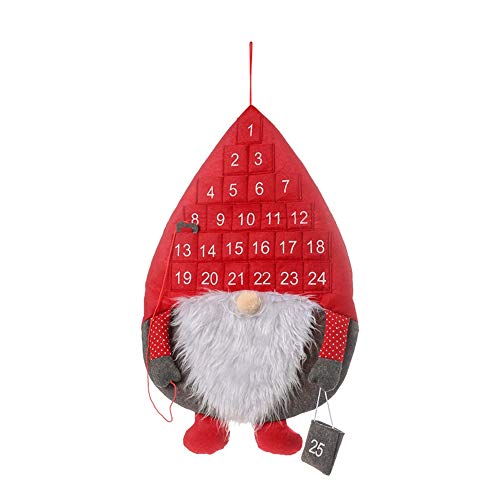 XYYSDJ Christmas Decorations Nordic Forest Old Man Calendar Countdown Calendar Creative Calendar (Color : Red)