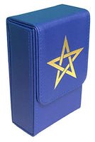 Kurop Leather Pentagram Tarot Card Case Deck Box Storage Box Magnet Opening and Closing Standard Size Tarot Card Compatible (Blue)