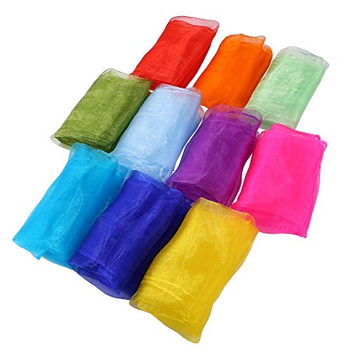 Laojbaba Juggling Scarves for Kids,30PCS Square Dance Scarf Magic Tricks Performance Props Accessories Movement Scarves Rhythm Band Scarf 24 by 24 Inches 10 Colors