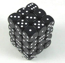Load image into Gallery viewer, Koplow Games Black Opaque Dice with White Pips D6 12mm (1/2in) Pack of 36
