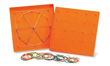 Load image into Gallery viewer, edxeducation Double-Sided Geoboard Set - in Home Learning Manipulative for Geometry and Creativity - 5 x 5 Grid/12 Pin Circular Array - Set of 6 with Rubber Bands
