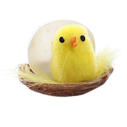 AXYRXWR Pack of 12pcs, 1.6 inches High Small Easter Chenille Chicks Easter Bonnet Decoration Easter Cake Decoration (Yellow, ONE Size)