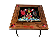 Load image into Gallery viewer, latinos r us Trinidad &amp; Tobago Count of Arms Domino Table (Red Mahogany)
