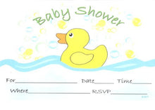 Load image into Gallery viewer, Lil&#39; Pickle Bubble Ducky Baby Shower Invitations, Fill-in Style, 8 Pack
