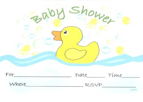 Lil' Pickle Bubble Ducky Baby Shower Invitations, Fill-in Style, 8 Pack