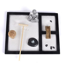 Load image into Gallery viewer, FantasyDay Mini Japanese Desktop Zen Garden,Buddha,Table Dcor Kit with Chakra Stones,Sand Tray Play Kit for Kids, Adults, Office - Desk Sand Box Gift Set with Natural Sand, Wooden Tray, Lid, Rakes
