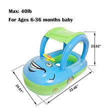 Load image into Gallery viewer, Baby Pool Float with Canopy Summer Steering Wheel Sunshade Swim Ring Car Inflatable Toys Infants Float Seat Boat for Kids Toddlers (Color Blue)
