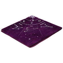 Load image into Gallery viewer, Kisangel Altar Tarot Cloth Astrology Tarot Divination Cards Table Cloth Tapestry 12 Constellations Pentacle Tablecloth Washable Purple
