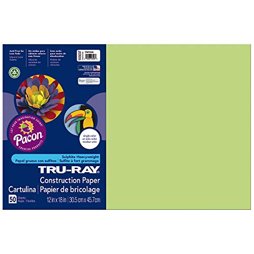 Pacon 103037 Tru-Ray Construction Paper, 12in. x 18in., Chartreuse